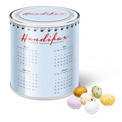 Image of Promotional Calendar Tin Speckled Chocolate Eggs