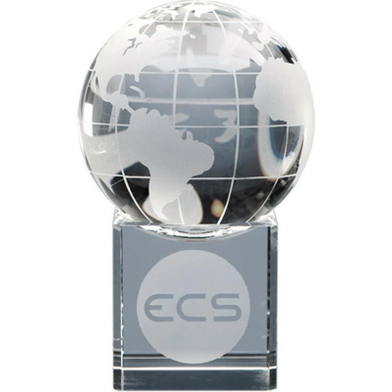 Image of Promotional 6cm Optical Crystal Globe on Clear Base