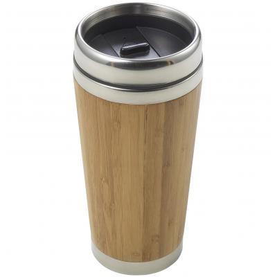 Image of Promotional Stainless Steel Bamboo Double Wall Travel Mug
